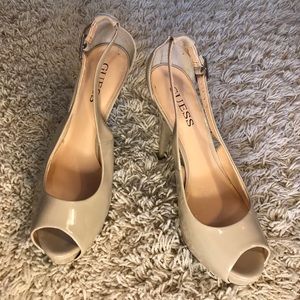 Guess Size Size 9.5 Shiny Beige/Nude 5 Inch Heels